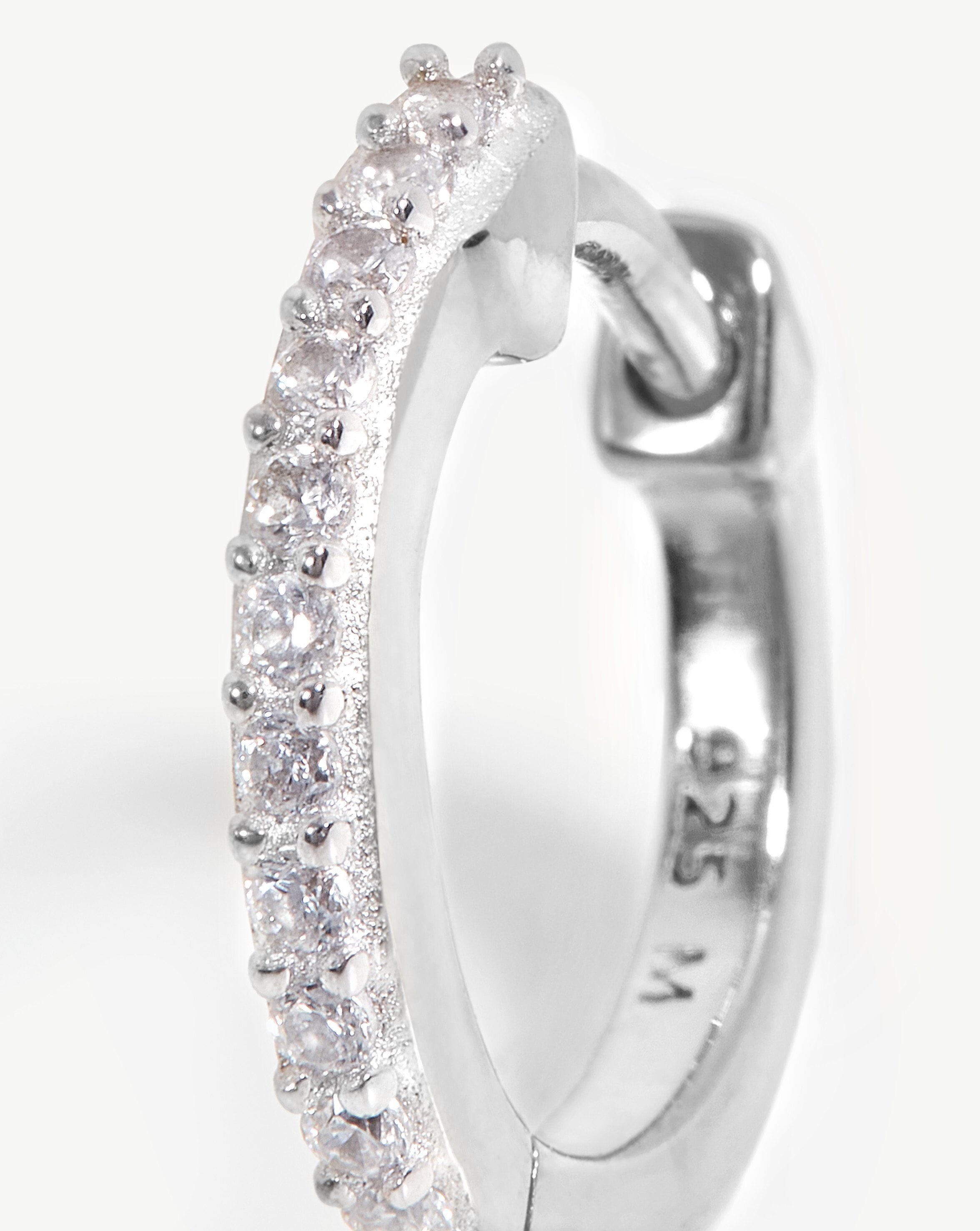Pave Single Huggie Earrings - Dainty Gold Huggie Hoops with CZ Stones for Everyday Wear | Perfect for Work, Date Night & Casual Outfits