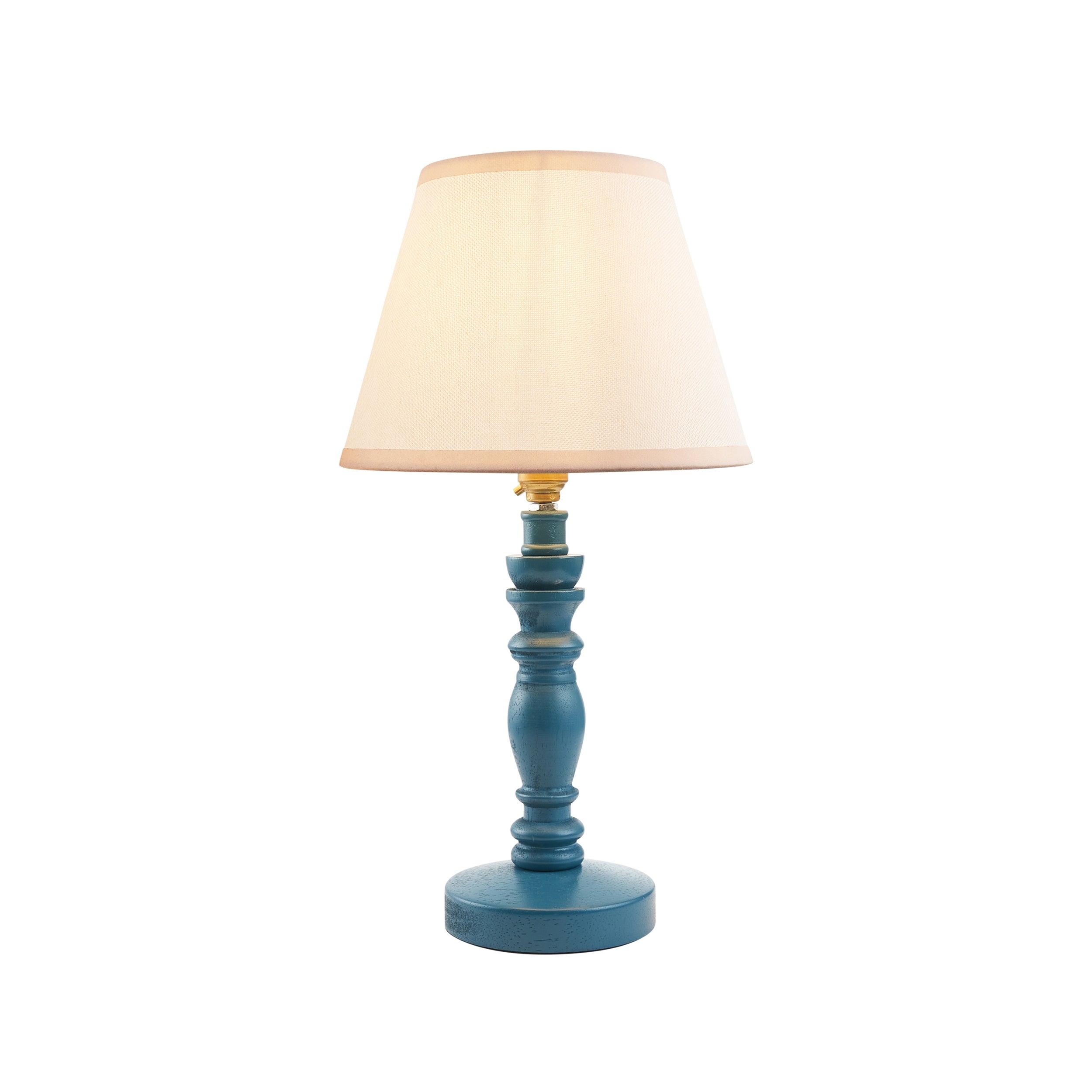 Vintage Blue Table Lamp with 20cm White Ivy Shade - Perfect for Bedroom, Living Room & Office Decor
