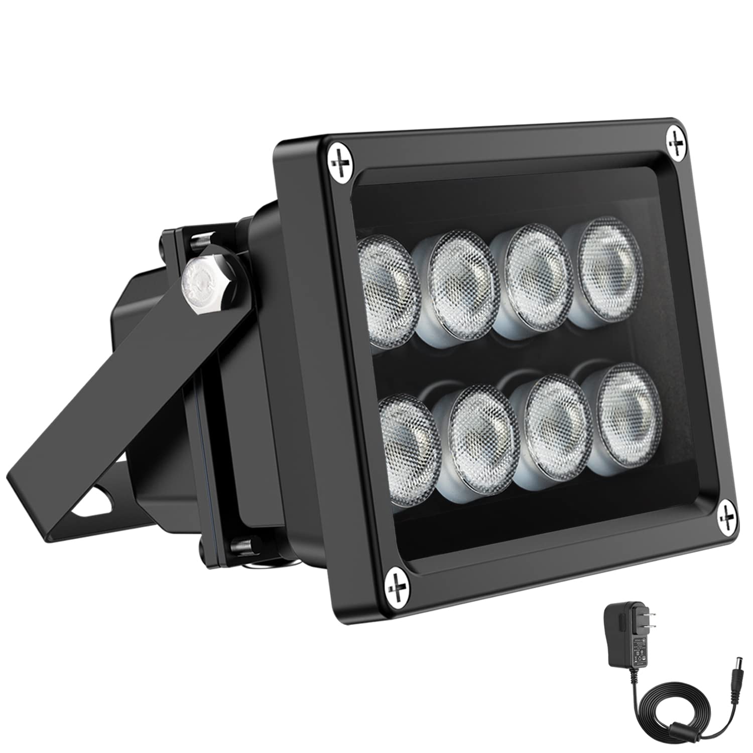 Univivi 90° Wide Angle 8-LED 850nm IR Infrared Illuminator - IP67 Waterproof Night Vision Light for Outdoor Security Cameras | Perfect for Home Surveillance, Backyard Monitoring & Dark Area Lighting