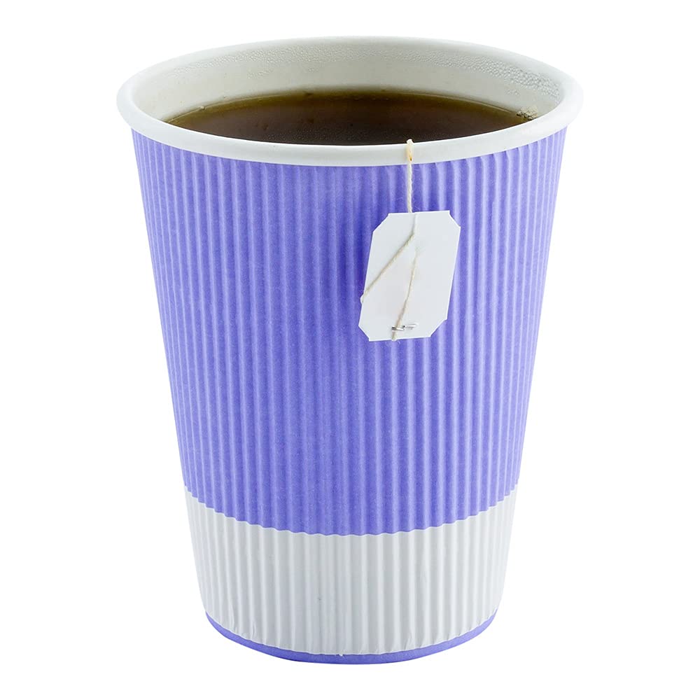 12oz Disposable Paper Coffee Cups (25 Pack) - Leakproof & Insulated Ripple Wall Hot Cups, Recyclable Light Purple - Perfect for Coffee Shops, Offices & Catering Events - Lids Sold Separately