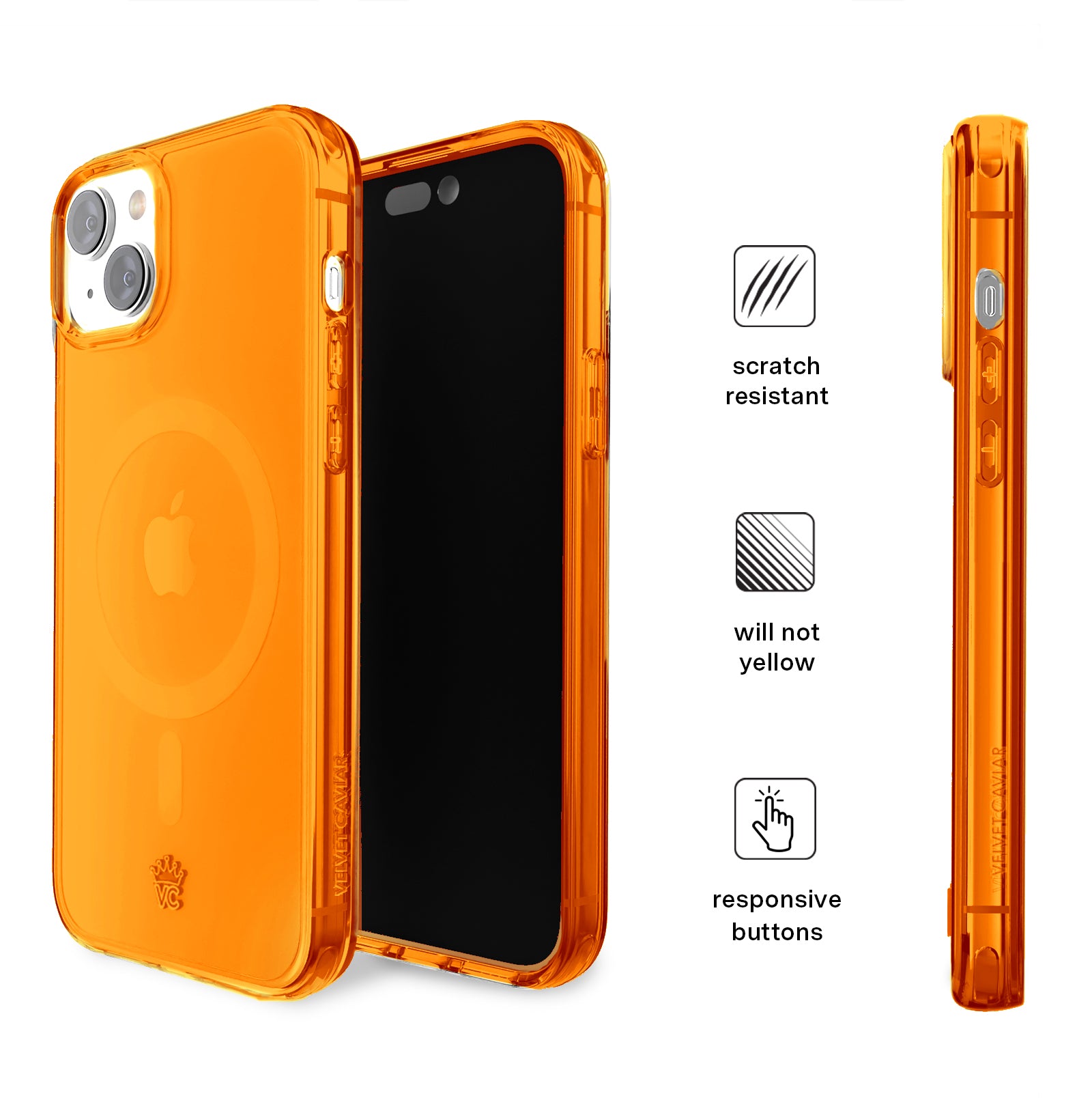 Neon Orange Clear iPhone Case - Shockproof & Scratch-Resistant Protective Cover for iPhone [Model] - Perfect for Outdoor Activities, Sports & Daily Use