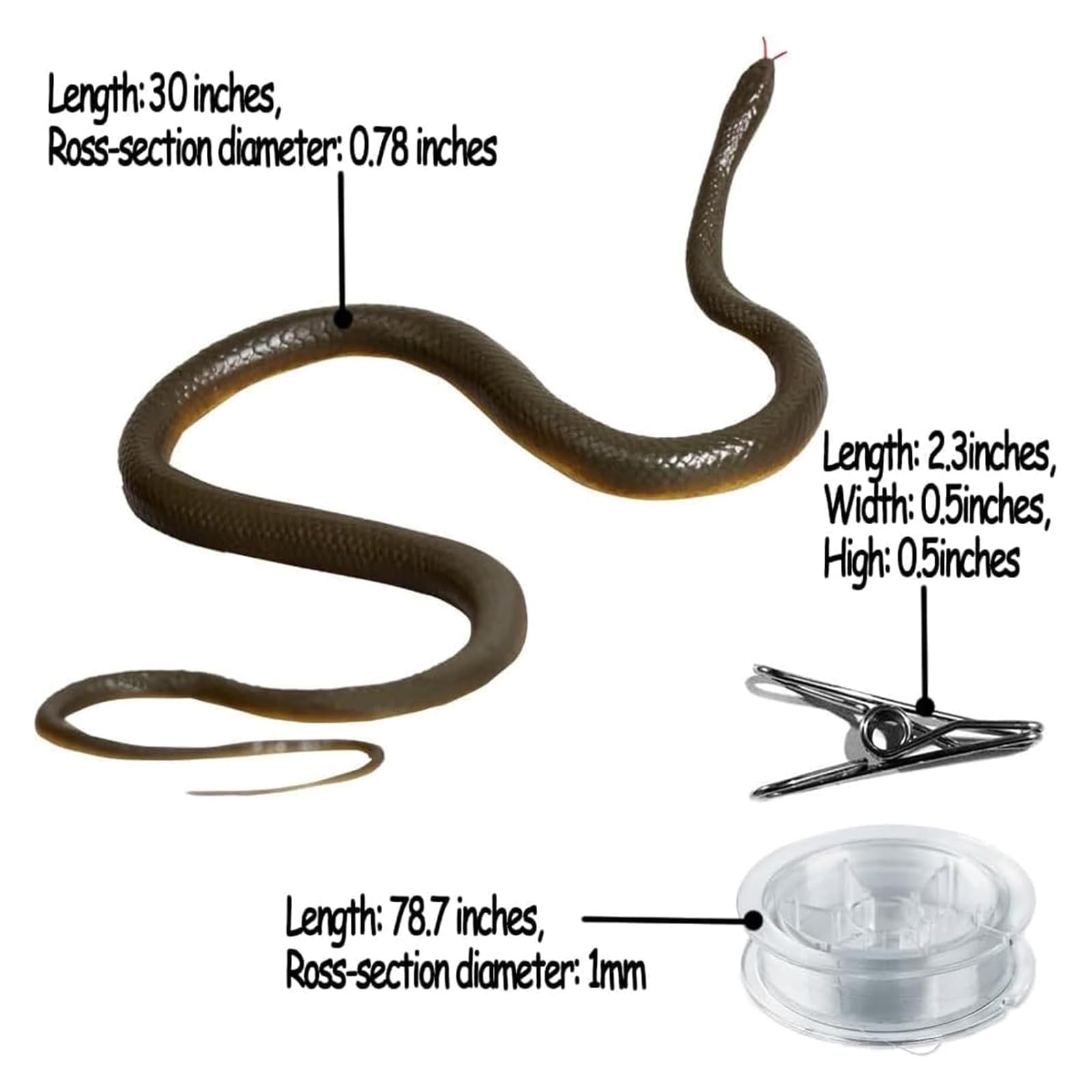 Realistic Snake Prank Toy with String & Clip - Funny Golf Prank Gag Gift for Friends - Perfect for Halloween, April Fools' Day & Outdoor Prank Scenes