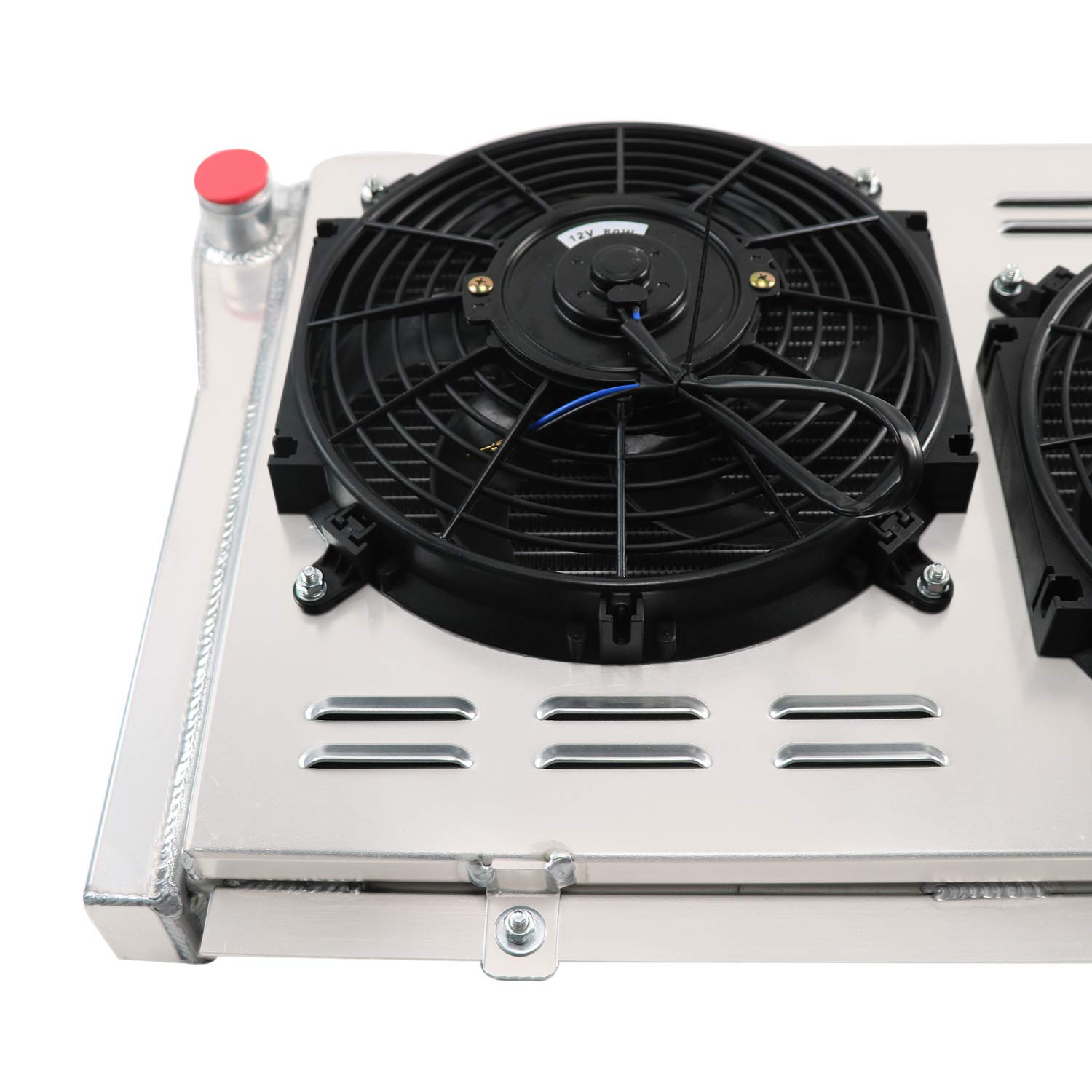 High-Performance 3-Row Aluminum Radiator for 1982-2002 Chevy S10 Blazer Corvette 5.7L V8 - Includes Cooling Fan, Shroud & Relay Kit - Perfect for Off-Roading, Towing & Hot Weather Driving