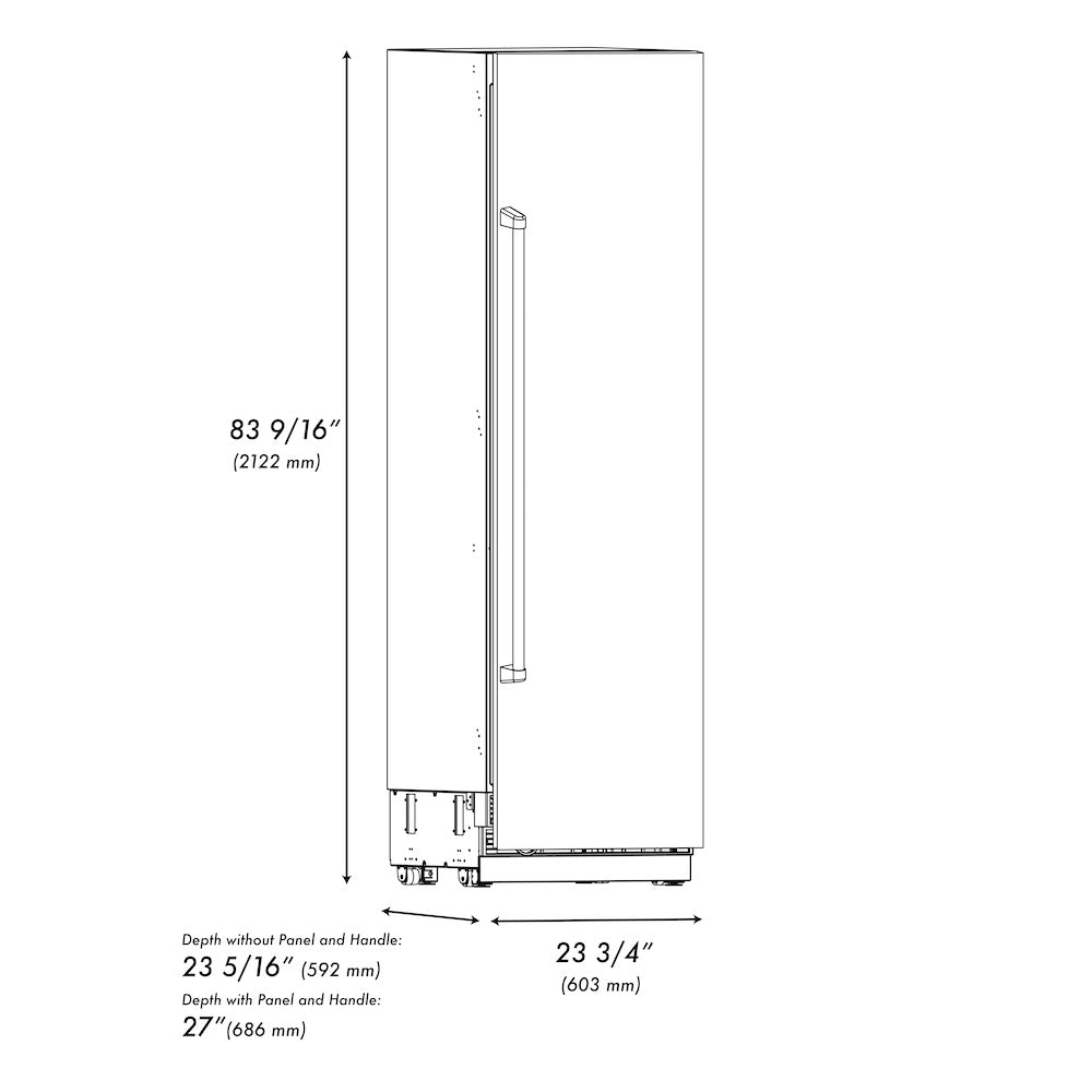 ZLINE Autograph Edition 24-Inch 12.5 cu ft Stainless Steel Column Refrigerator - Graphite Gray Interior & Champagne Bronze Accents (RCRVZ 30424 CB) - Perfect for Modern Kitchens, Open-Concept Homes & Luxury Condos