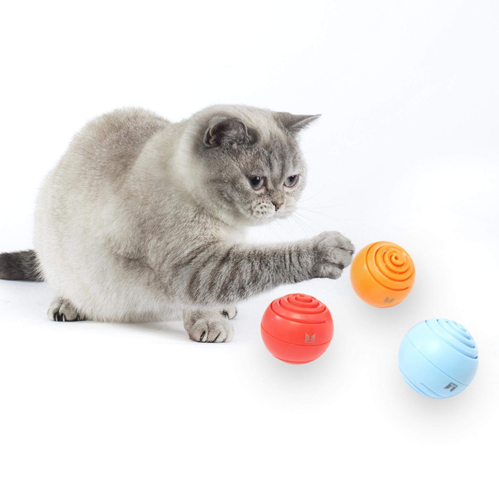 KUNMEI Interactive Cat Toy Set - Light Up Ball with Bell, Hollow Ball & 3 Lifelike Animal Sounds - Fun Indoor Play for Kittens & Adult Cats - Perfect for Exercise, Boredom Relief & Bonding Time