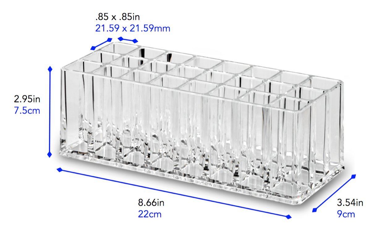 BY ALEGORY Acrylic Mascara Organizer - 24 Slot Refillable Makeup Storage Case for Tall Eyelash Tubes | Beauty Display & Cosmetic Organization | Perfect for Vanity, Salon, or Travel Makeup Kit