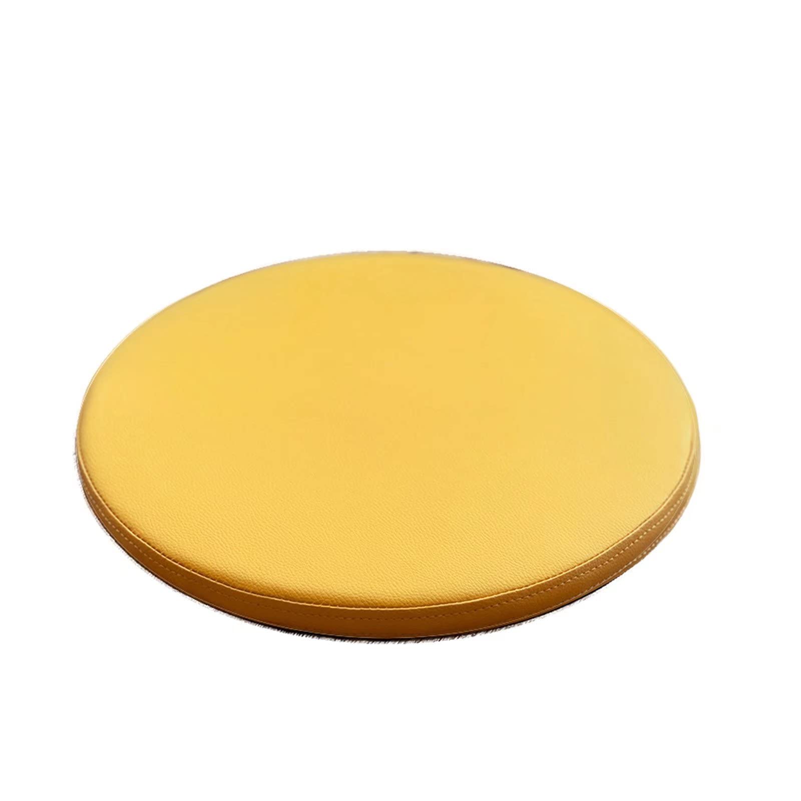 **Round Memory Foam Seat Cushions for Stools & Patio Chairs – Waterproof, Stain-Resistant, Durable Leather Cover – Easy to Clean (Yellow) – Perfect for Outdoor Furniture, Kitchen Bar Stools & Garden Seating**