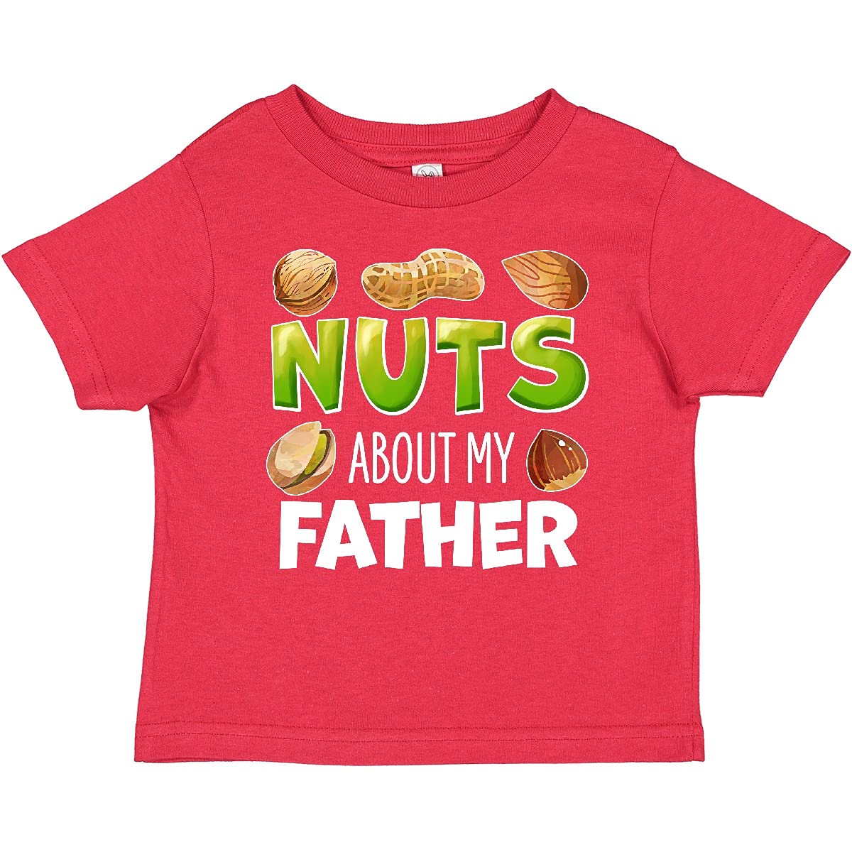 inktastic Nuts About My Father Peanut Almond Pistachio Baby T-Shirt - Cute Father's Day Gift for Kids & Toddlers - Perfect for Family Photos & Special Occasions