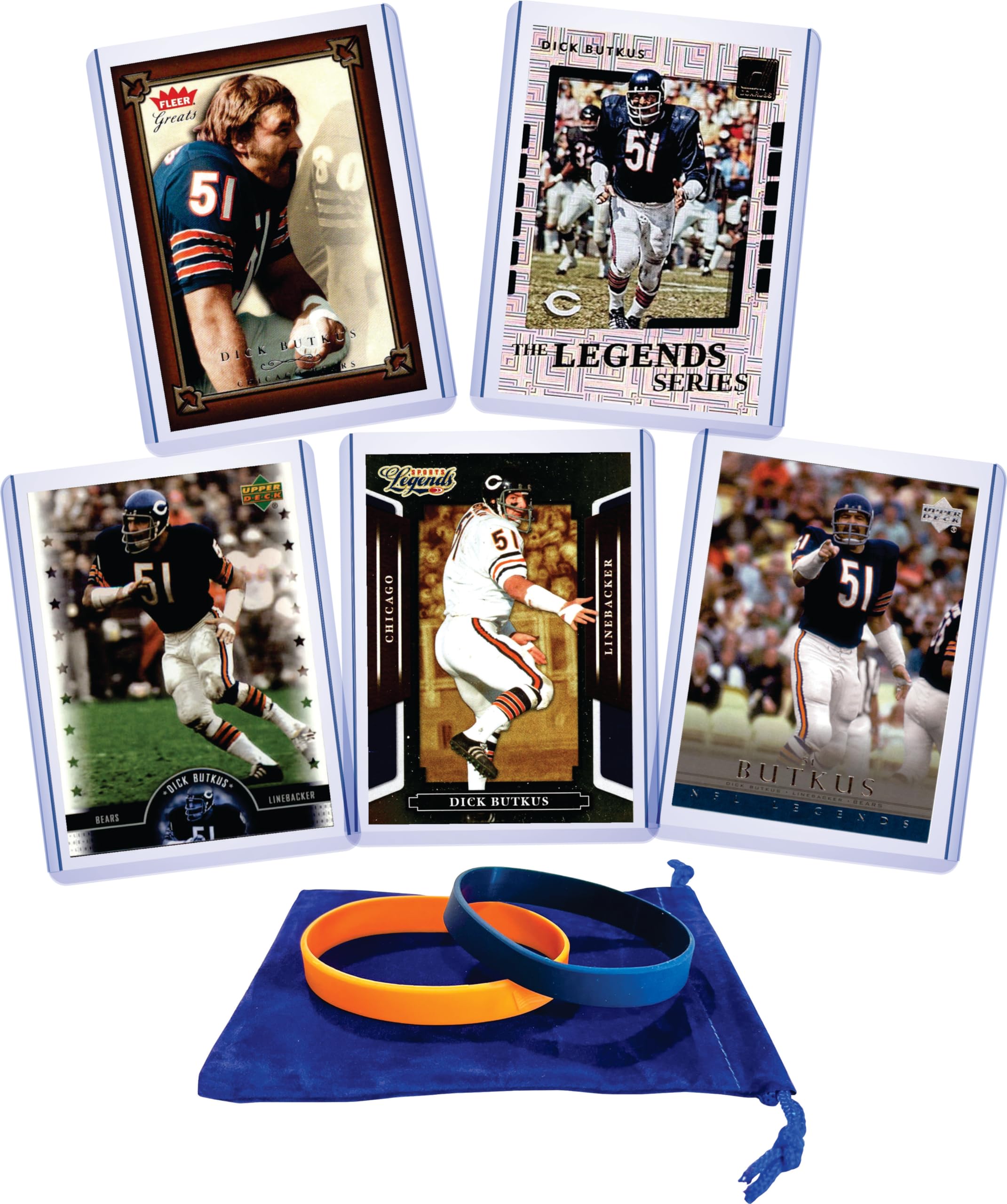 Vintage Dick Butkus (5) Assorted Football Cards Collection - Chicago Bears NFL Legends - Perfect for Sports Memorabilia Collectors & Football Fans Gift Ideas