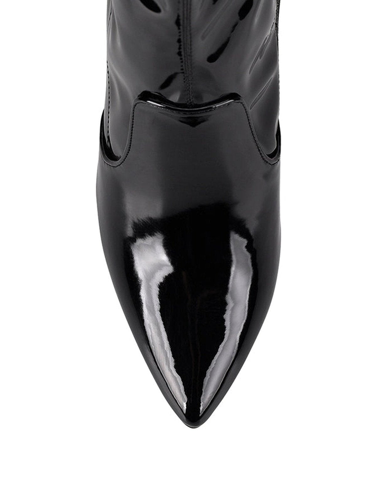 Saskia Women's Black Patent Leather Ankle Boots with Stretch Comfort - Perfect for Office, Casual Outfits & Evening Wear
