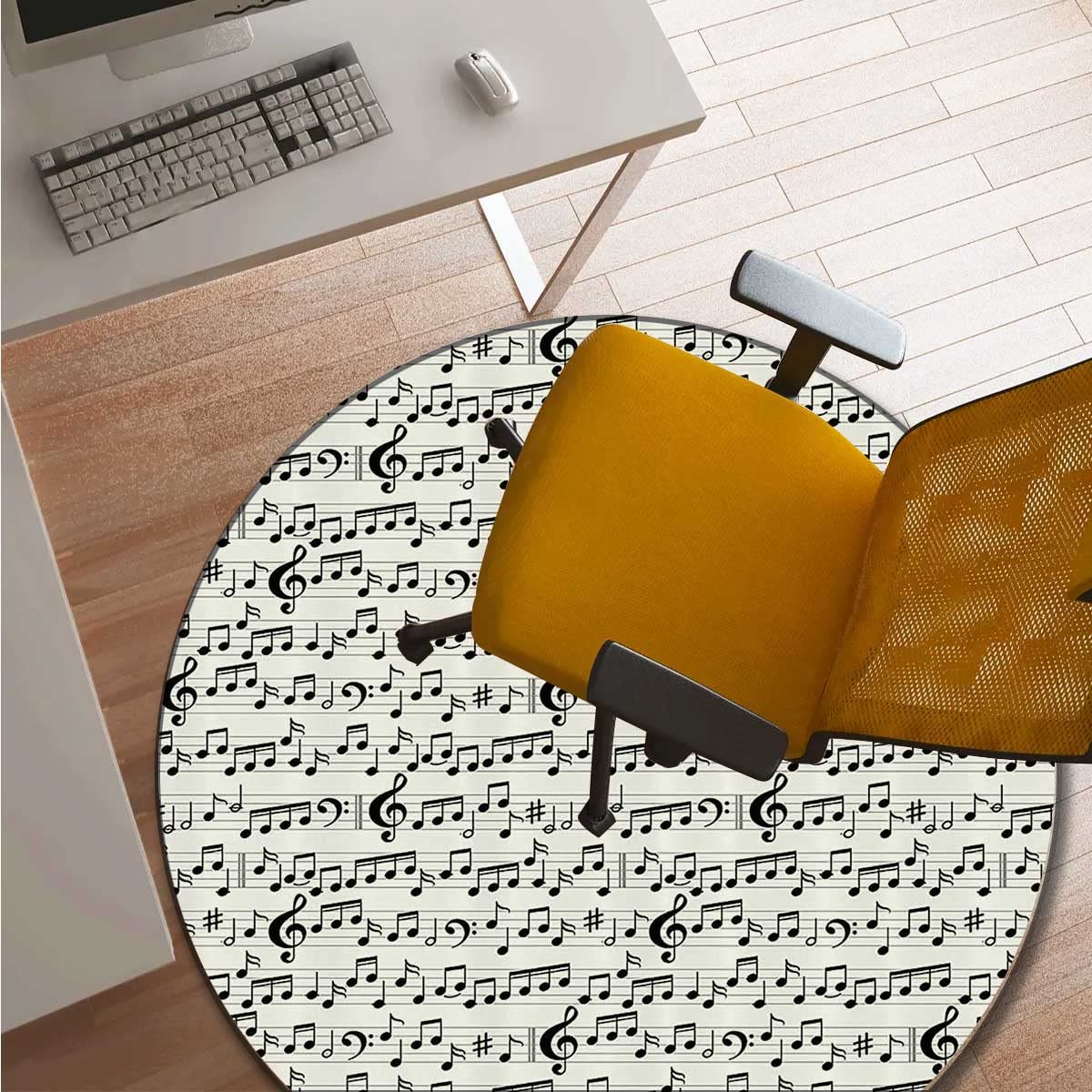 Abstract Music Decor Mat for Office Chair - Large 35 Inch Computer Chair Mat, Gaming Rug for Home Office & Gaming Room - Perfect for Workspace & Play Area