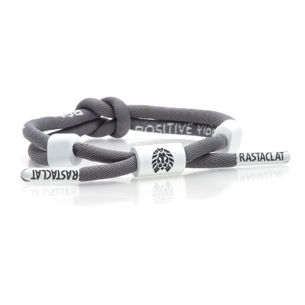 Rastaclat Positive Vibes Grey Knot Bracelet for Men & Women - Adjustable M/L Size - Stylish Wristband for Fitness, Yoga, and Everyday Wear