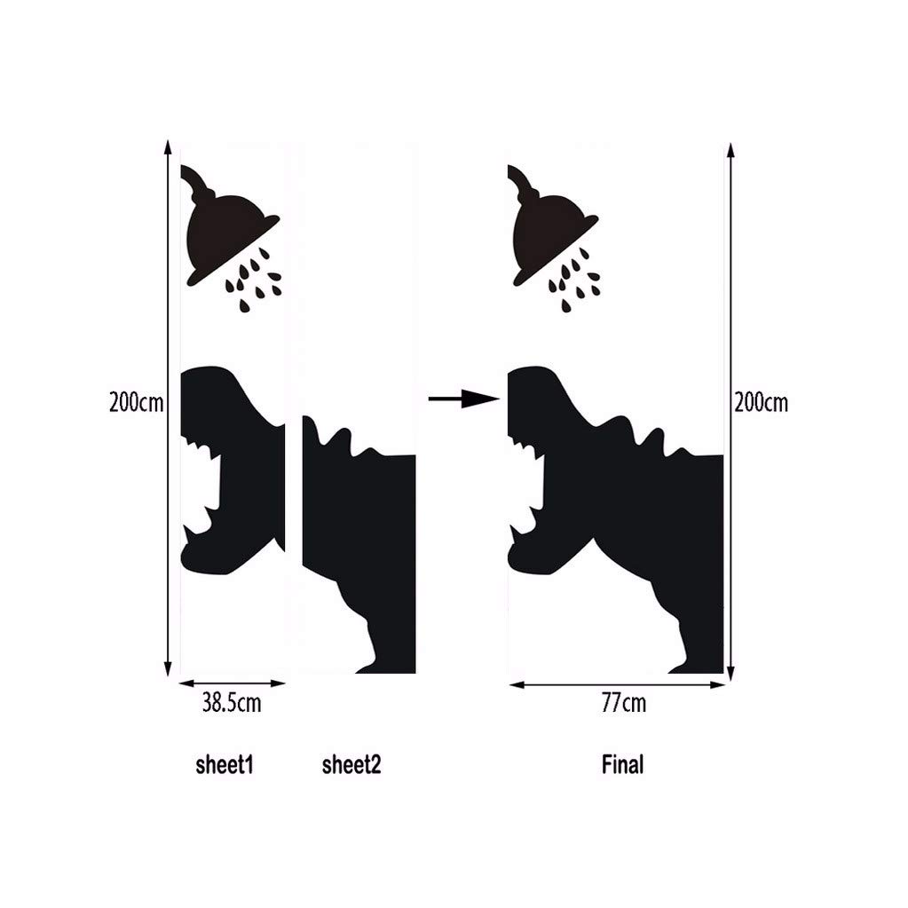Funny Hippo Taking a Shower Wall Decal - Removable Vinyl Animal Silhouette Wall Art for Kids Room, Bathroom & Nursery Decor - Black & White Cartoon Hippopotamus Wall Stickers