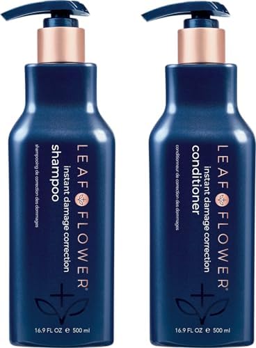 Leaf & Flower Damage Repair Shampoo & Conditioner Set - 16.9 fl oz (2-Piece) for Dry, Damaged Hair - Salon-Quality Hair Care for Frizz Control & Shine Restoration - Perfect for Daily Use & Color-Treated Hair