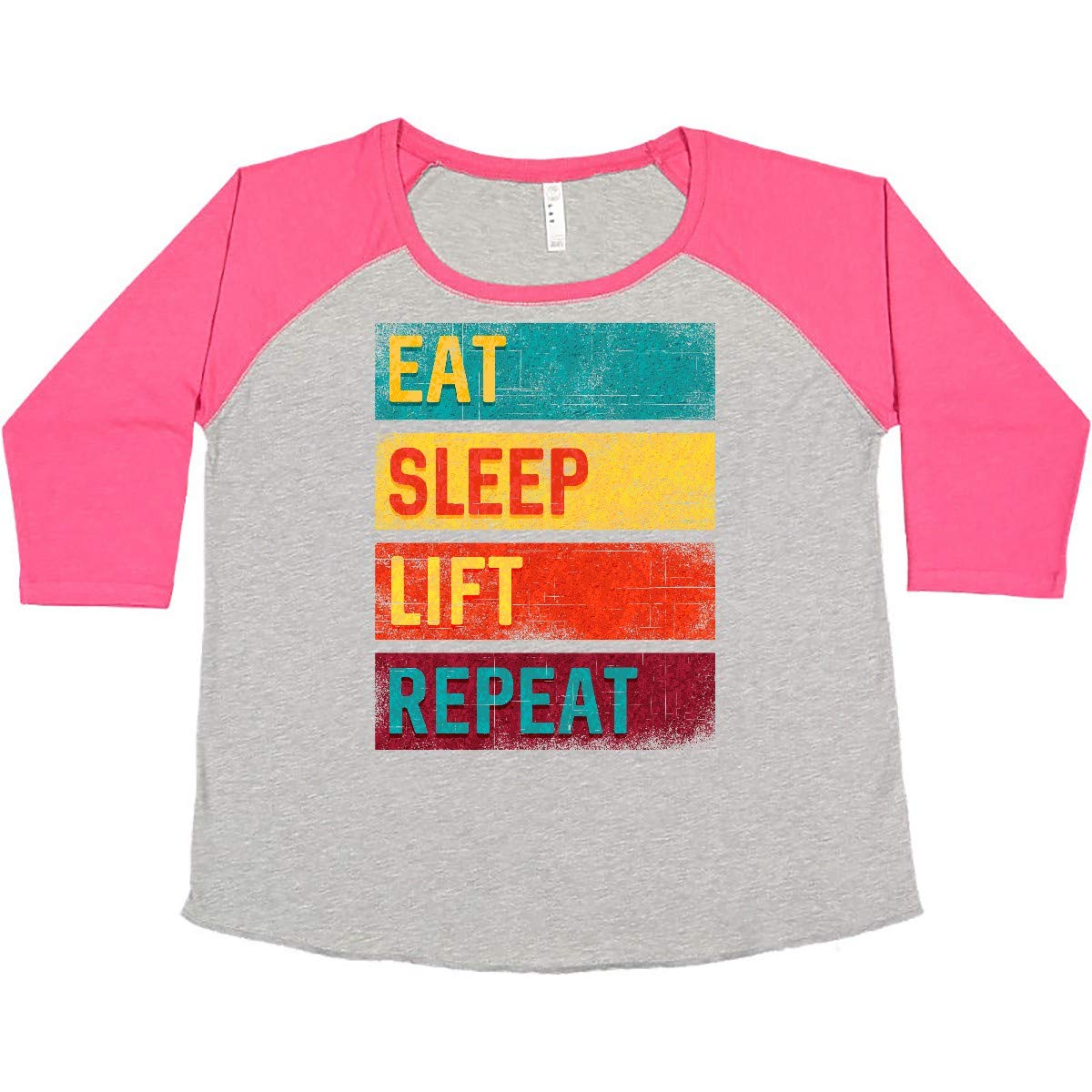 Inktastic Women's Plus Size Weightlifting T-Shirt - Eat Sleep Lift Repeat Fitness Apparel for Gym & Workout Motivation