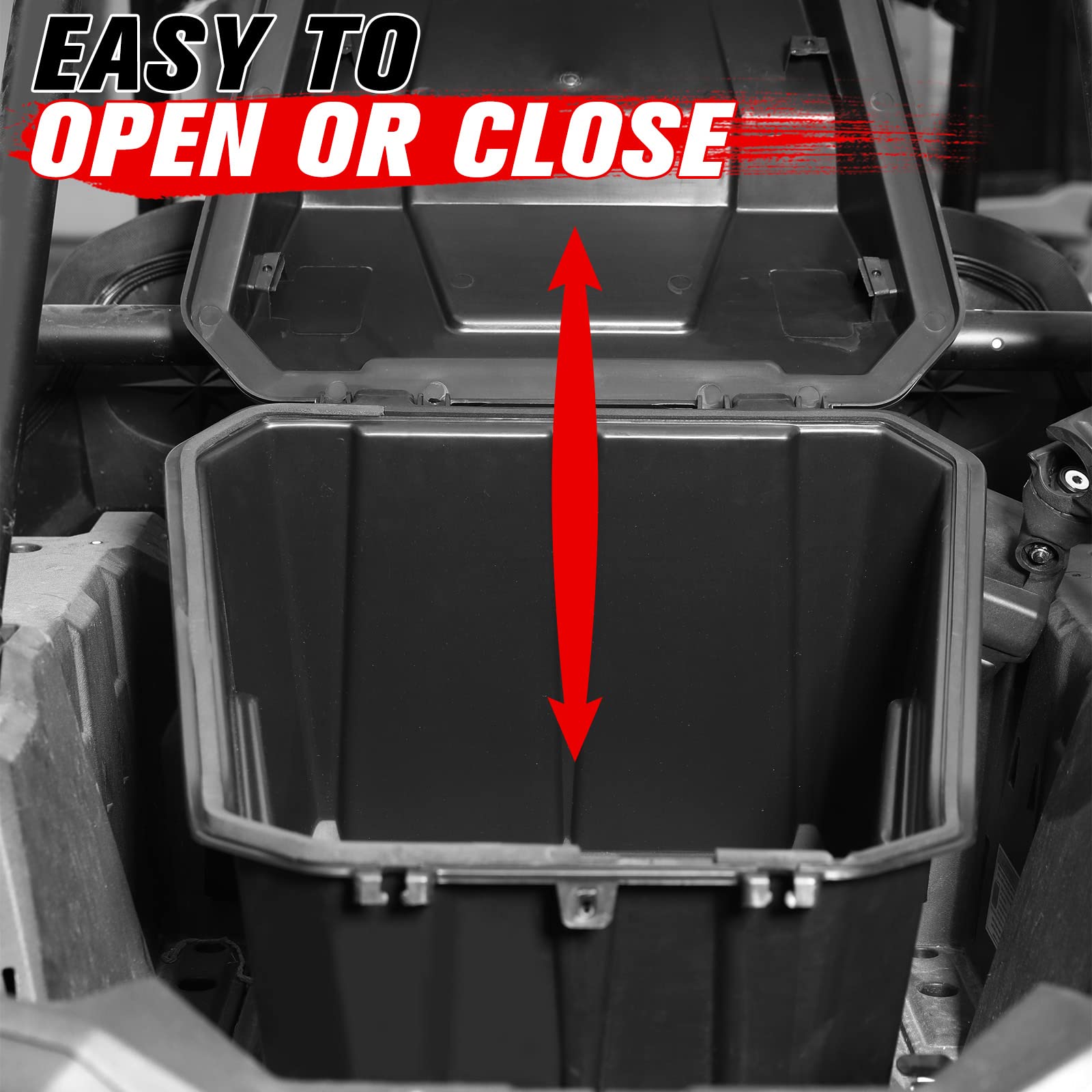 Waterproof 69 QT UTV Rear Cargo Storage Box for Polaris RZR 900/XP 4 1000/XP Turbo/Trail (2014-2024) - Heavy Duty Tool Box with Rubber Latch, Replacement for OEM #2881193 - Perfect for Off-Road Adventures, Camping & Outdoor Gear Storage