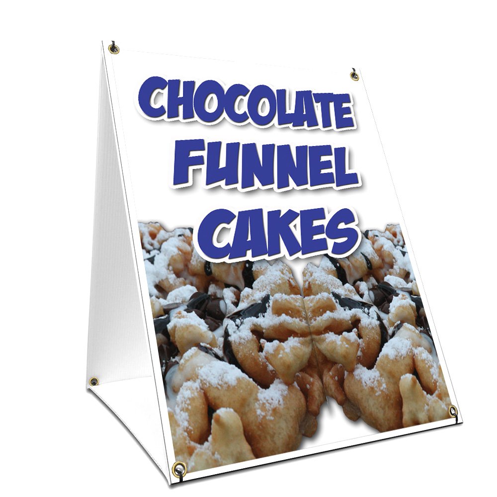 Vintage A-Frame Sidewalk Chocolate Funnel Cakes Sign - Double-Sided 24
