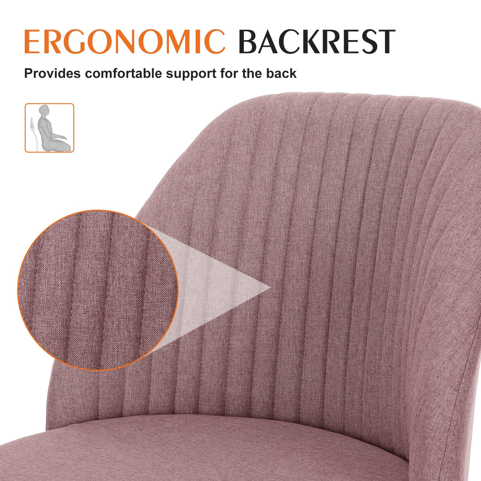 Sweetcrispy Armless Office Chair - Modern Fabric Adjustable Swivel Task Chair with Wheels for Home Office, Computer Desk & Small Spaces | Perfect for Compact Workspaces, Gaming & Vanity Areas