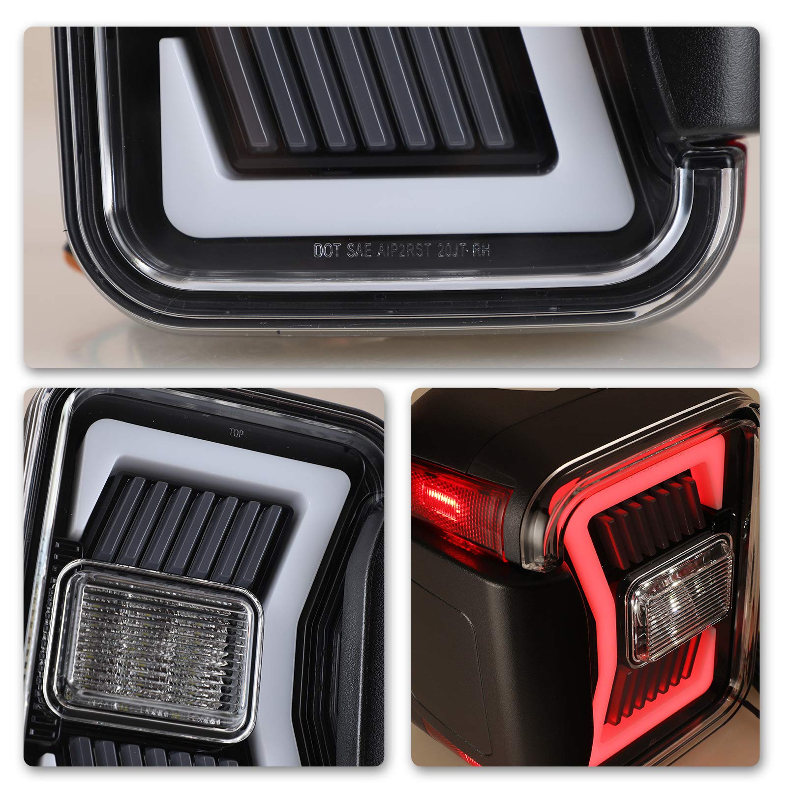 WOLFSTORM LED Tail Lights Replacement for 2019-2025 Jeep Gladiator Pickup - Sequential Turn Signal Lights with Clear Lens (1 Pair) | Upgrade Your Off-Road Vehicle for Enhanced Visibility & Style
