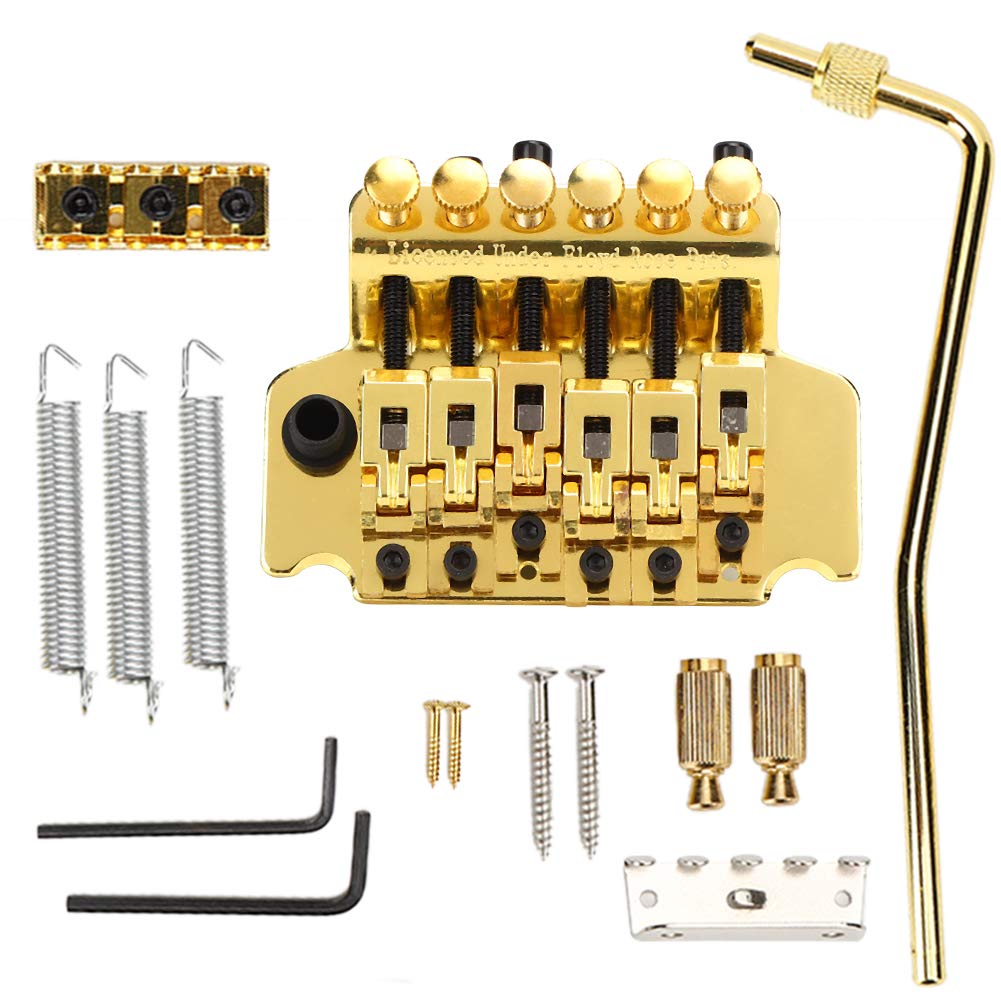 Double Locking Tremolo Bridge System for ST Electric Guitar - Gold | High Stability & Precision Tuning | Perfect for Rock, Metal & Live Performances