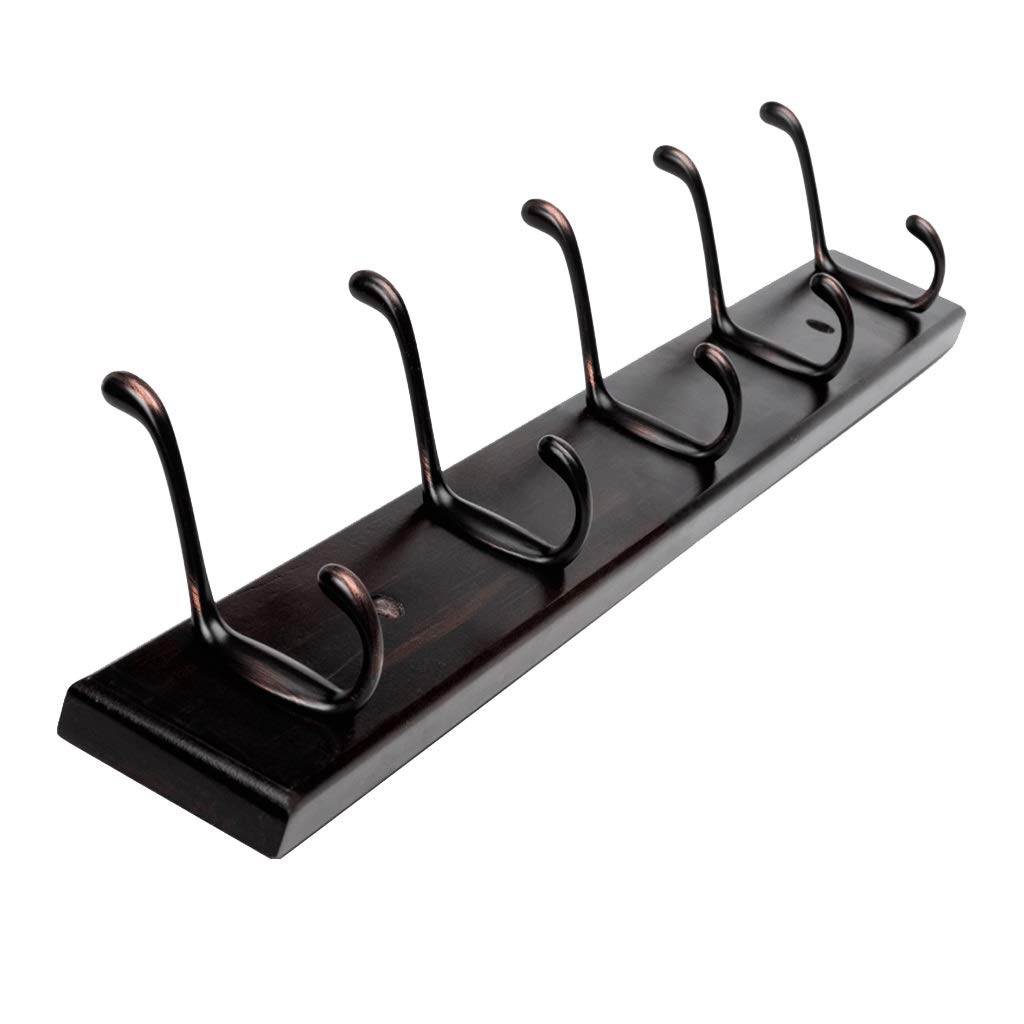 Zongshengshop Modern Wall Mounted Coat Rack with 4 Hooks - Farmhouse Style Entryway Organizer for Bathroom, Closet & Room Storage - Dark Brown (61cm) - Perfect for Small Spaces & Home Decor