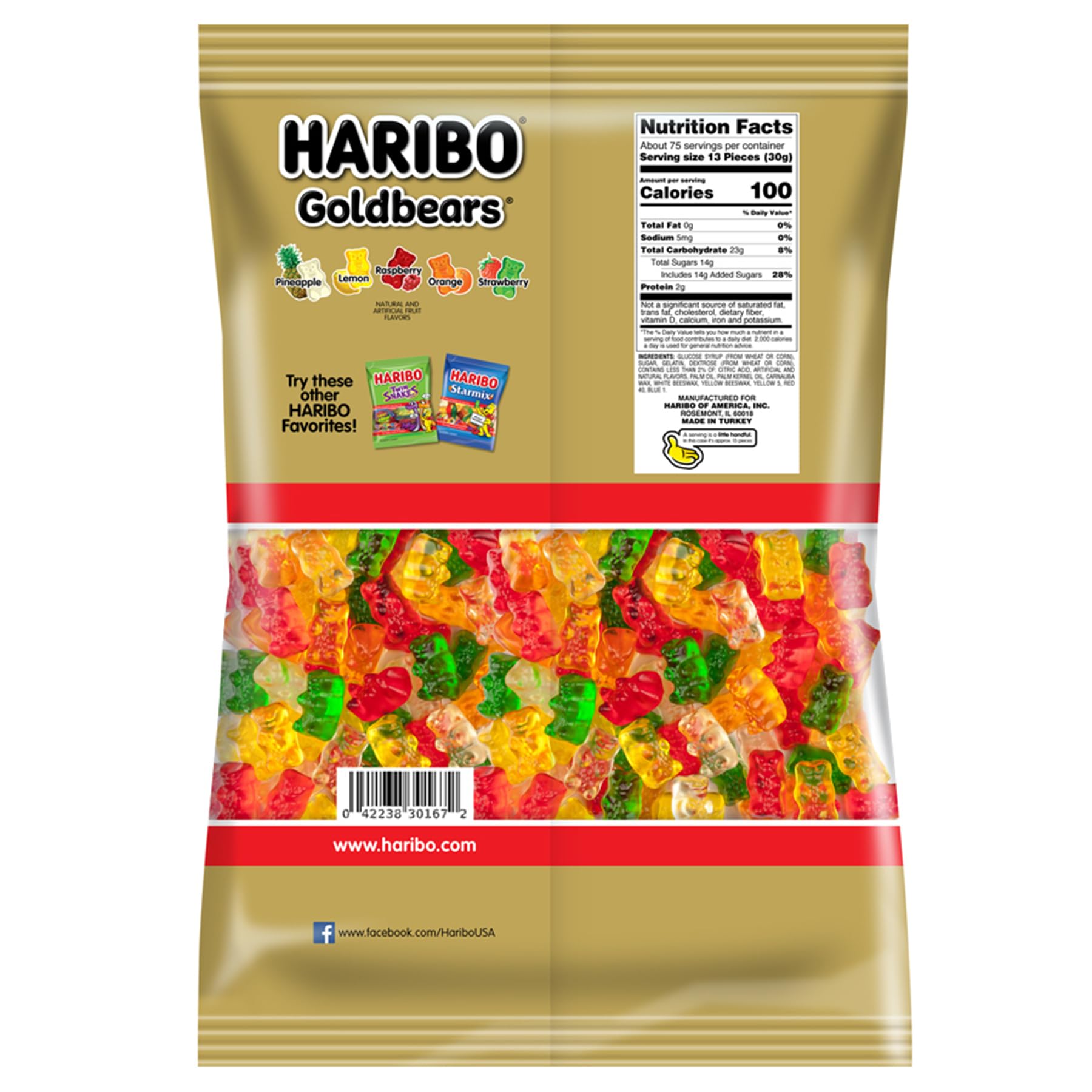 HARIBO Goldbears Assorted Fruit Flavors Gummy Candy - 5 Pound Bulk Bag - Perfect for Parties, Movie Nights & Snacking