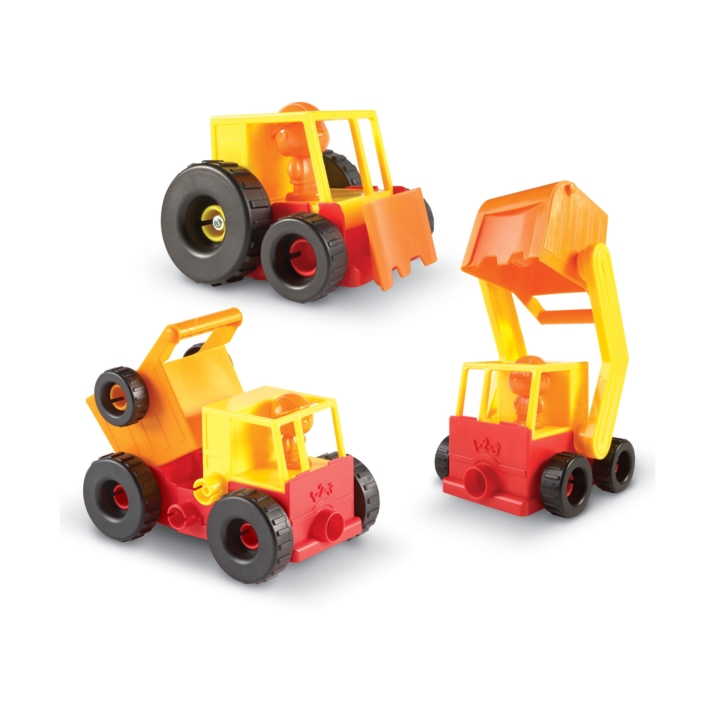 1 2 3 Build It! Construction Crew 16-Piece Playset - Durable Snap-Together Construction Toys for Kids | STEM Learning Toys for Toddlers | Perfect for Pretend Play & Early Childhood Development