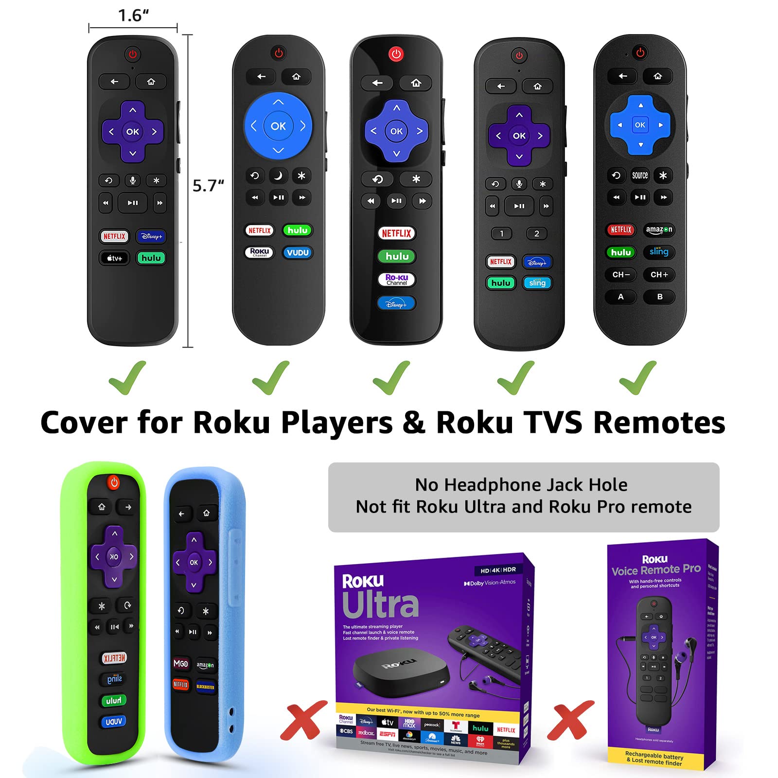 4 Pack Roku Remote Covers - Glow in Dark for Hisense/TCL TVs - Home Theater Accessories