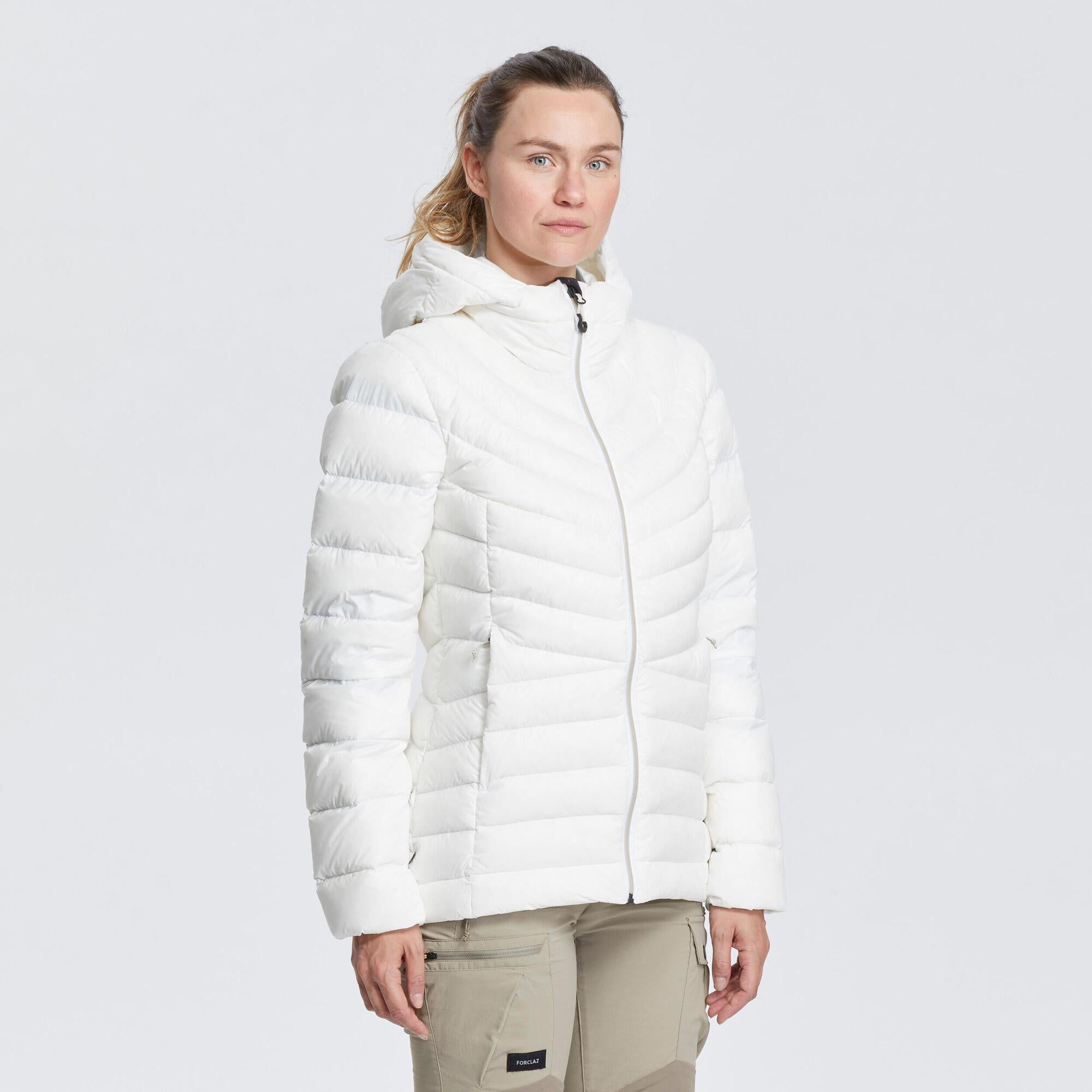 Forclaz Women's MT500 Hooded Down Puffer Jacket - Lightweight Winter Coat, Waterproof Windproof Insulated Jacket for Hiking, Skiing & Outdoor Activities