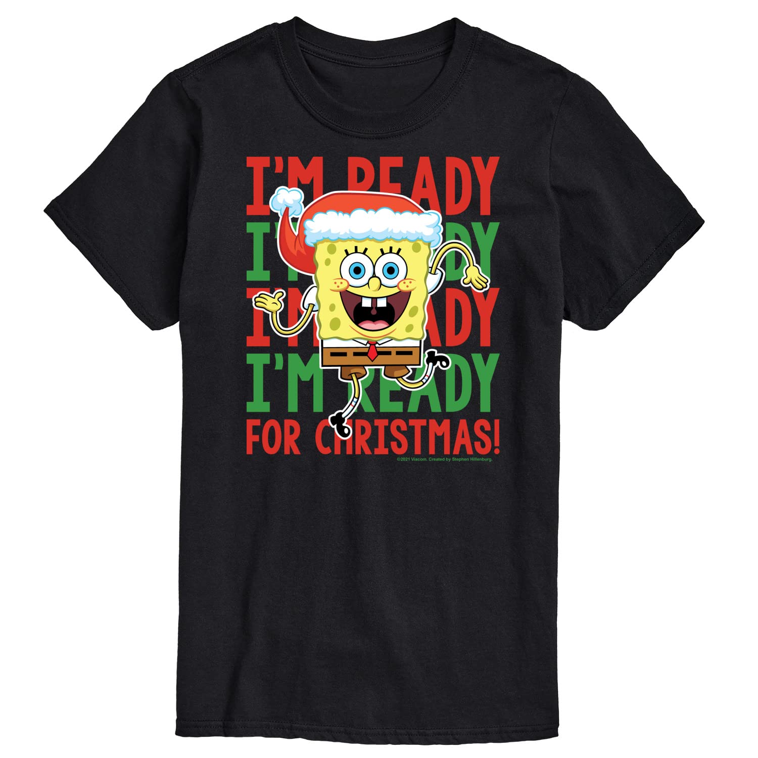 Spongebob Squarepants Christmas Graphic T-Shirt for Men - Funny Holiday Short Sleeve Tee - Perfect for Christmas Parties & Gifts