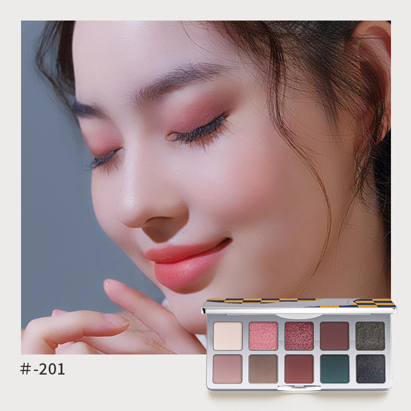 Shedella 10-Color Checkerboard Eyeshadow Palette - Highly Pigmented, Long-Lasting Makeup for Day & Night Looks - Perfect for Parties, Weddings & Everyday Wear