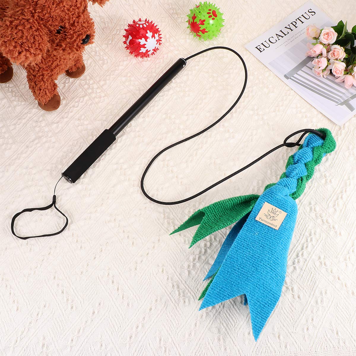 Extendable Flirt Pole Puppy Puzzle Chew Toys - Interactive Pet Teaser Pole with Stuffed Plush & Biting Ropes for Small Dogs & Cats - Perfect for Teething, Training, and Playtime at Home or Outdoors