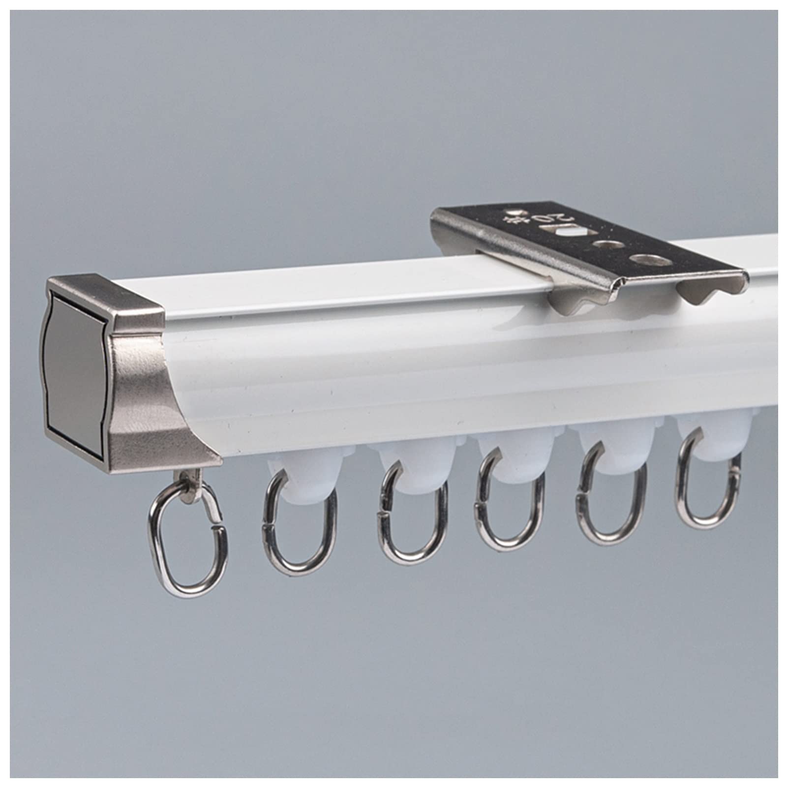 Ceiling Curtain Track with Silent Rollers - Room Divider Curtain Rod System - 1.5M(59in) White Ceiling Rail for Living Room, Bedroom, Shower - Perfect for Home Partition & Window Treatments