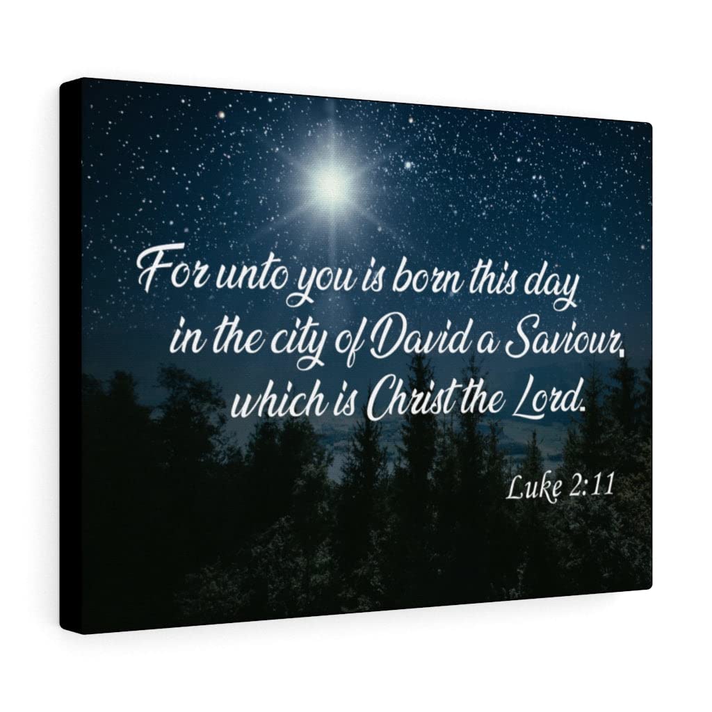 Christian Wall Art with Bible Verse - Luke 2:11 'David a Savior' Scripture Print | Ready to Hang Home Decor for Living Room, Bedroom & Church | Express Your Love Faith Gifts