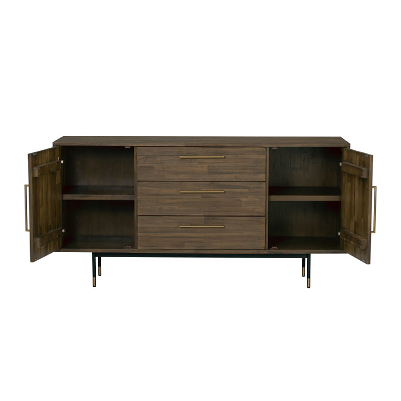 HAMILTON Solid Acacia Wood Sideboard Buffet - 63 Inch Toffee Color Storage Cabinet for Dining Room, Living Room & Entryway