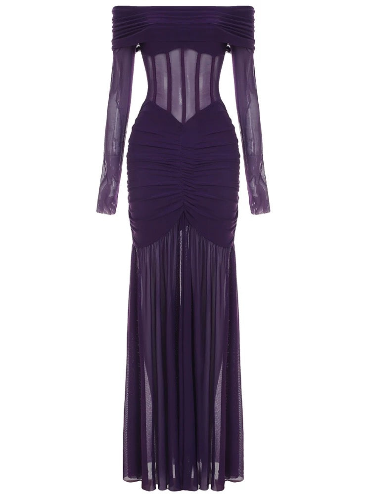 Elegant Off-the-Shoulder Purple Mermaid Prom Dress for Women - Formal Evening Gown J6166 | Perfect for Homecoming, Prom Night & Special Occasions