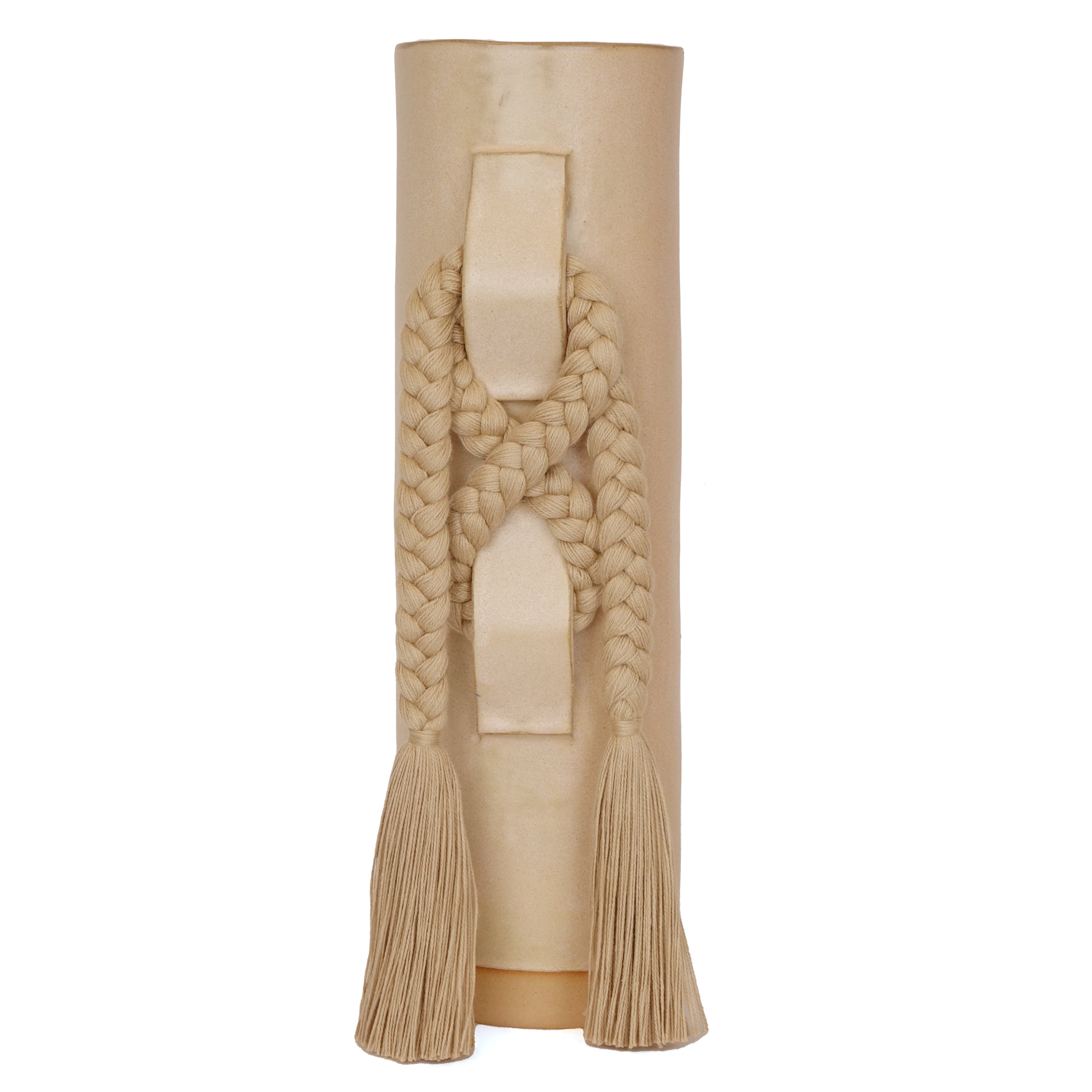 Handmade Braided Ceramic Vase #696 in Warm Tan - Perfect for Boho Home Decor, Wedding Centerpieces & Farmhouse Style Living Rooms