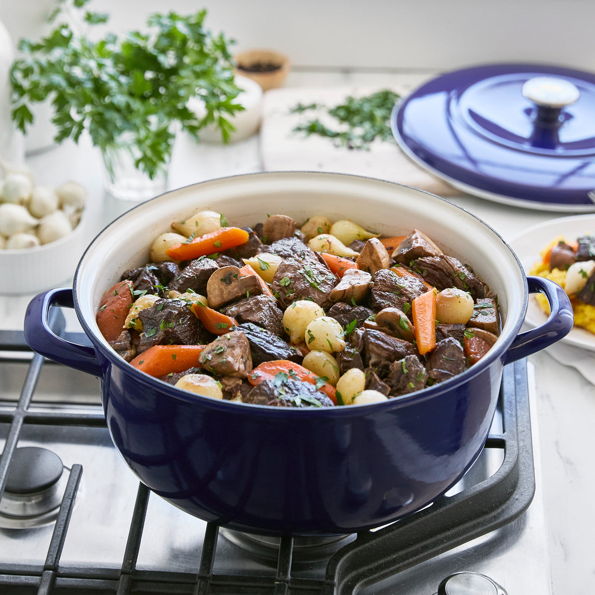 Merten & Storck Enameled Cast Iron Dutch Oven 7 Quart - Cobalt Blue | Heavy Duty Cookware for Braising, Stewing & Baking | Perfect for Soups, Bread & Camping Meals