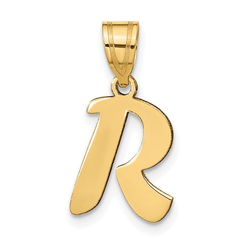 14K Gold Polished Script Letter Initial Pendant Necklace - Personalized Alphabet Jewelry for Women - Perfect for Birthdays, Anniversaries & Everyday Elegance