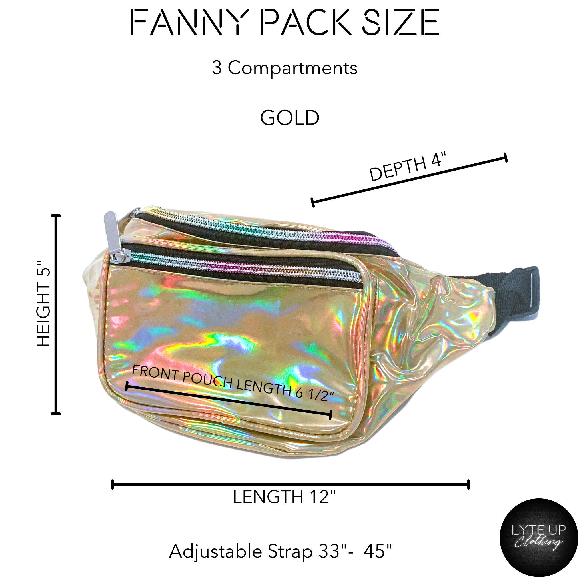 Bride Tribe Holographic Metallic Fanny Pack - Gold Waist Bag for Bachelorette Parties, Weddings & Festivals | Trendy Bachelorette Accessories for Bride Squad