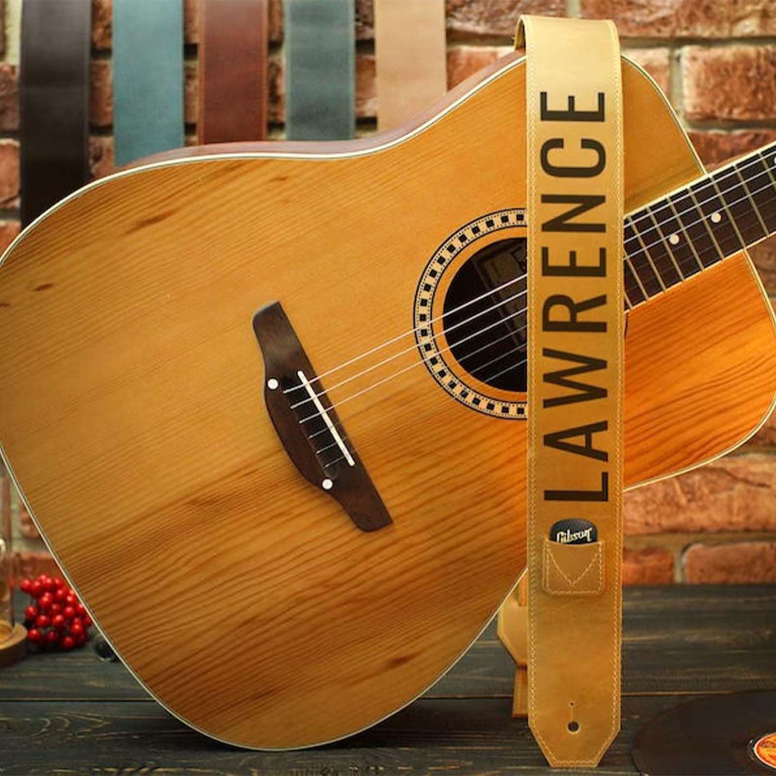 Custom Engraved Leather Guitar Strap - Personalized Name & Design 2.3