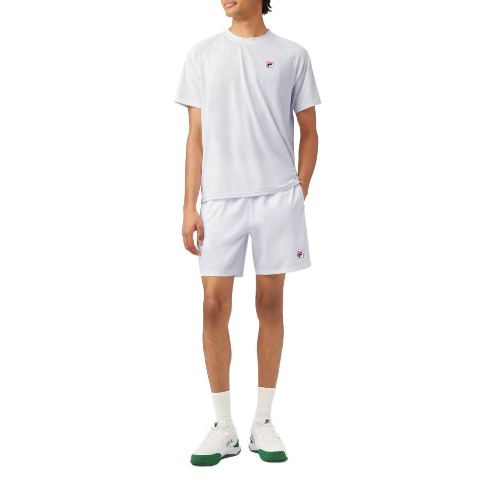 Fila Men's Piped Stretch Woven Athletic Shorts - Comfortable Workout & Casual Wear - White - Perfect for Gym, Running, Basketball & Everyday Use