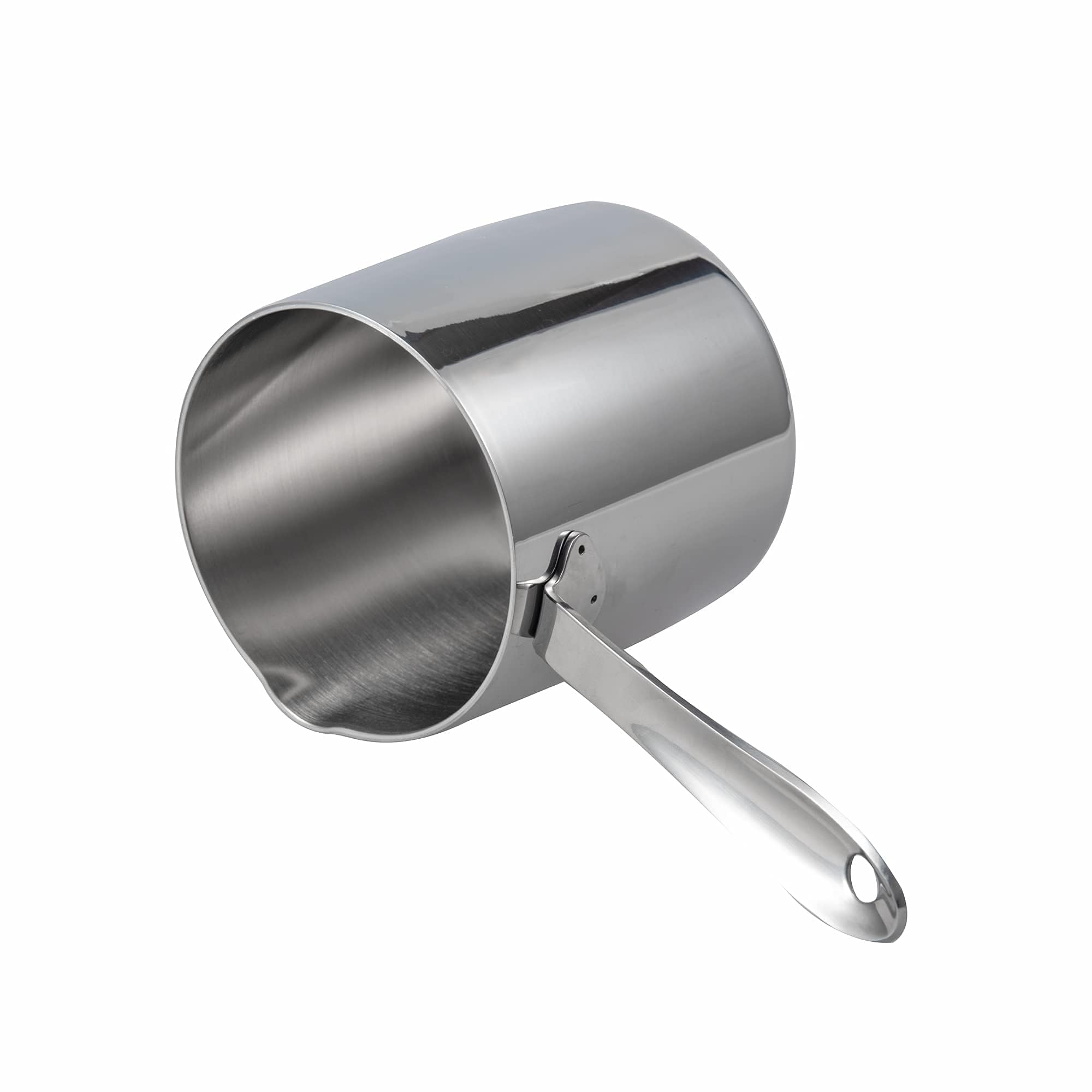 IMEEA 30oz/900ml Stainless Steel Milk Warmer Pot - Turkish Coffee Maker, Butter Warmer with Spout, 18/10 Tri-Ply Construction - Perfect for Frothing Milk, Making Turkish Coffee & Melting Butter at Home or Café