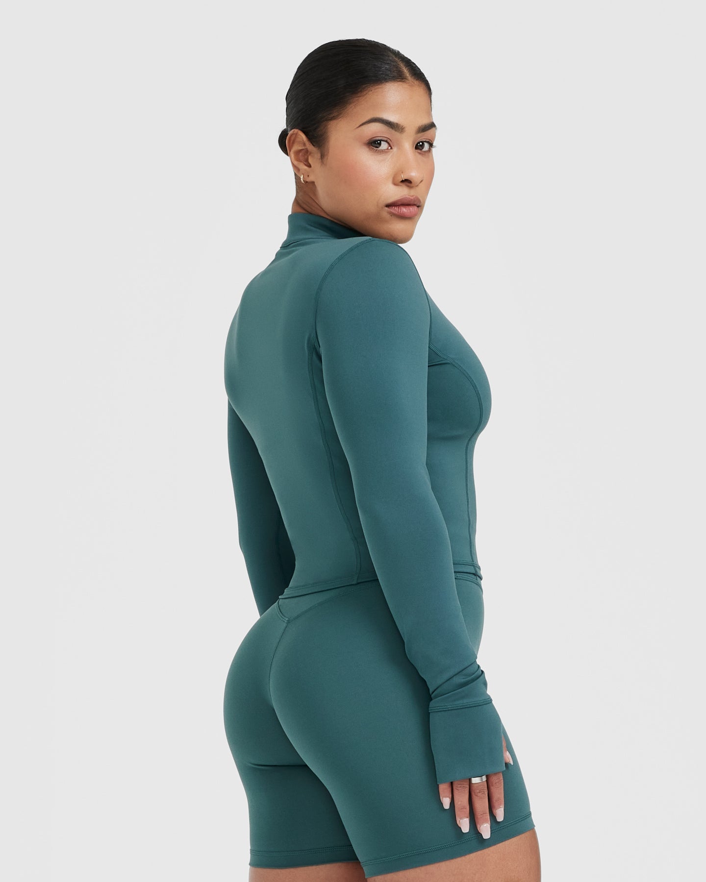 Timeless Half Zip Mid Long Sleeve Top for Women | Soft Breathable Pullover Sweatshirt in Marine Teal | Perfect for Casual Outfits, Workouts & Outdoor Activities
