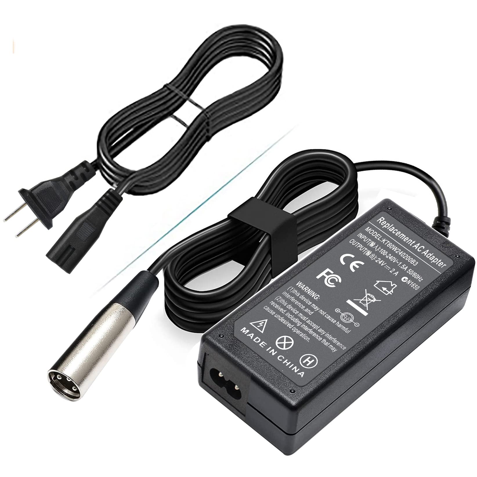24V 2A XLR Electric Scooter Battery Charger - Compatible with Go-Go Elite Traveller, Hoveround MPV5, Jazzy Power Chair, iZip & GT Mobility Scooters - Perfect for Home, Travel & Outdoor Mobility Needs