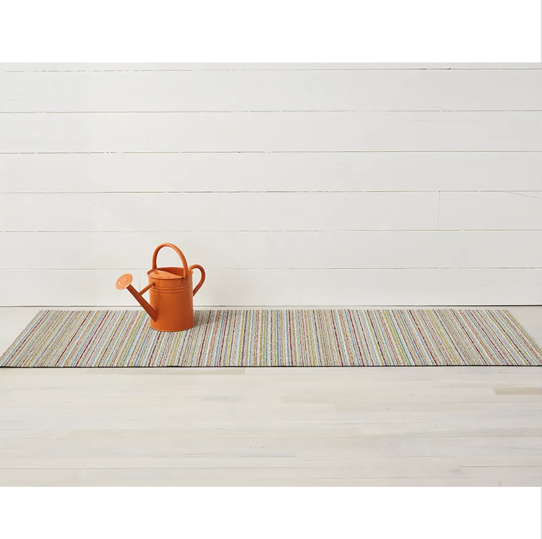 Chilewich Indoor/Outdoor Shag Runner Rug - Skinny Stripe Soft Multicolored 24x72 - Perfect for Entryways, Hallways & Patio Decor