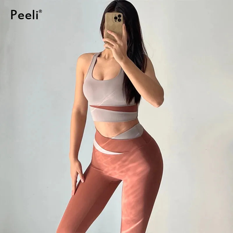 Women's Yoga Set - Sexy Sports Bra & High Waist Leggings 2-Piece Workout Outfit | Gym Clothes for Yoga, Pilates & Fitness Training | Breathable Athletic Sportswear for Women