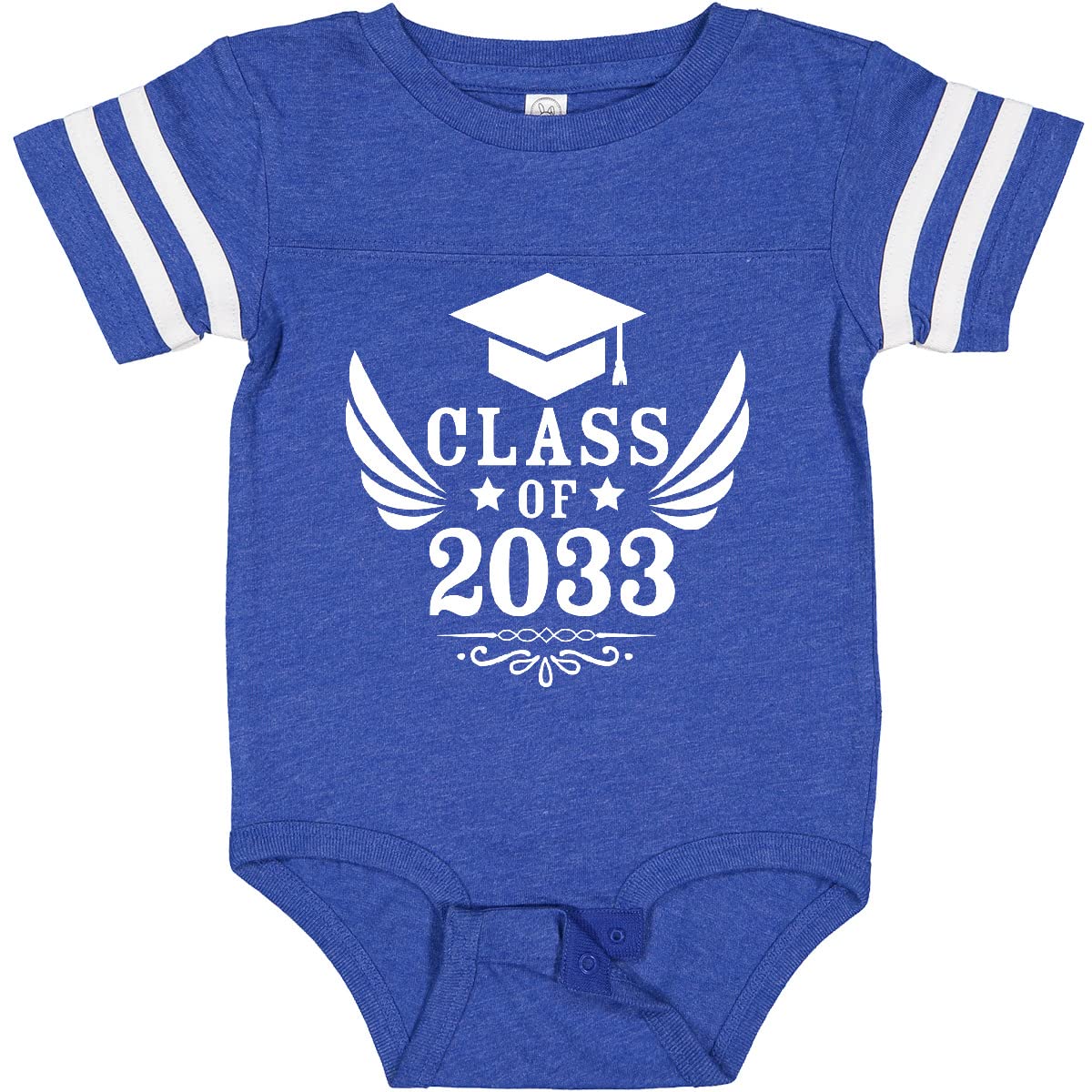 Inktastic Class of 2033 Graduation Cap & Wings Baby Bodysuit - Cute Infant Onesie for Future Grads, Baby Shower & First Birthday Gifts