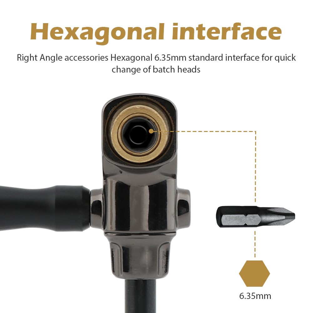 Durable 90 Degree Right Angle Drill Attachment - Detachable Right Angle Screwdriver Adapter for Cordless Drills & Impact Drivers - Perfect for Tight Spaces, DIY Projects, and Professional Construction Work