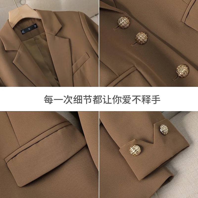 Elegant Black Beige Single Breasted Blazer Jacket for Women | Professional Formal Workwear Tops | Autumn Winter Fashion | Office Wear & Business Casual Outfits